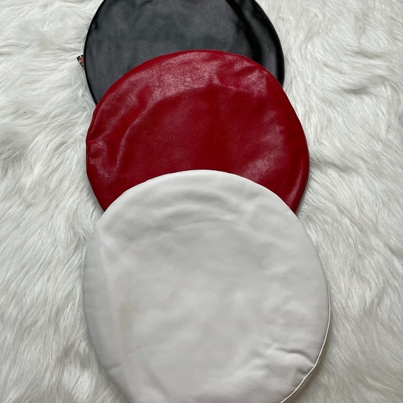 NEW TRENDY RED FAUX LEATHER BERET - Picture 12 of 12